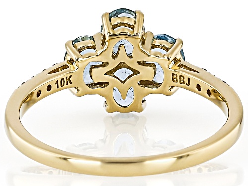 1.00ctw Santa Maria Aquamarine With 0.09ctw White Diamond 10k Yellow Gold Ring - Size 8