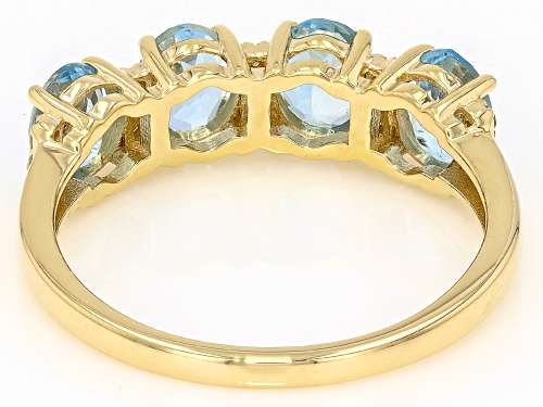 1.00ctw Santa Maria Aquamarine With 0.07ctw White Diamond 10k Yellow Gold Ring - Size 9