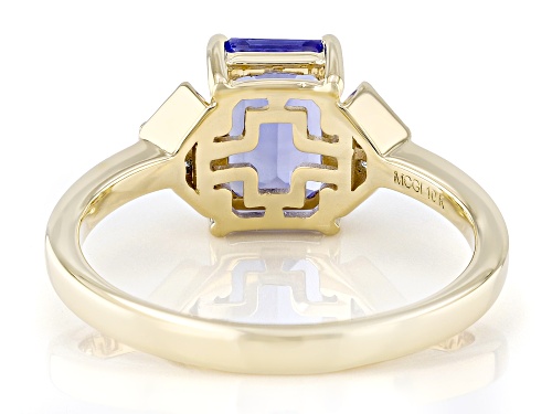 1.35ct Tanzanite With 0.06ctw White Diamond 10k Yellow Gold Ring - Size 9