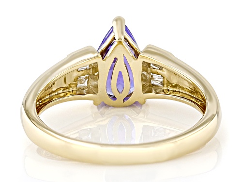 1.16ct Tanzanite With 0.08ctw White Prazana® Lab Grown Diamonds 10k Yellow Gold Ring - Size 7