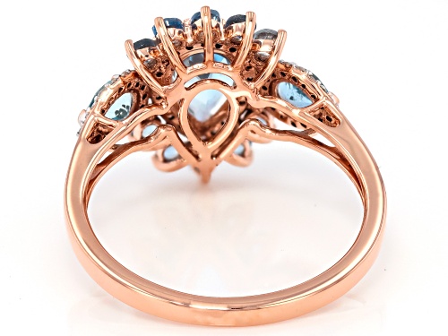 0.96ctw Santa Maria Aquamarine With 0.16ctw White Diamond 10k Rose Gold Ring - Size 8