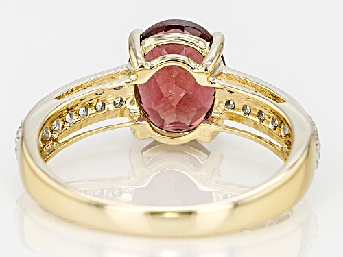 1.89ct Oval Masasi Bordeaux Garnet And .24ctw Round White Zircon 14k Yellow Gold Ring - Size 7