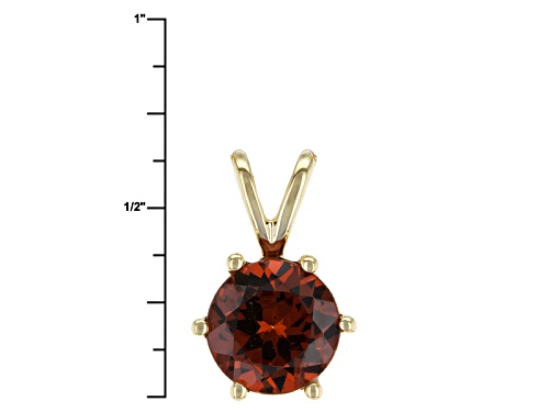1.45ct Round Malaya Garnet 14k Yellow Gold Solitaire Pendant With Chain