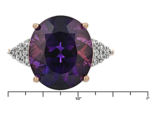 5.58ct Oval Uruguayan Amethyst And .20ctw Round White Zircon 14k Rose Gold Ring - Size 7