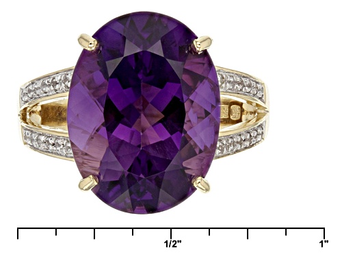 6.63ct Oval Uruguyan Amethyst And .10ctw Round White Zircon 14k Yellow Gold Ring - Size 6