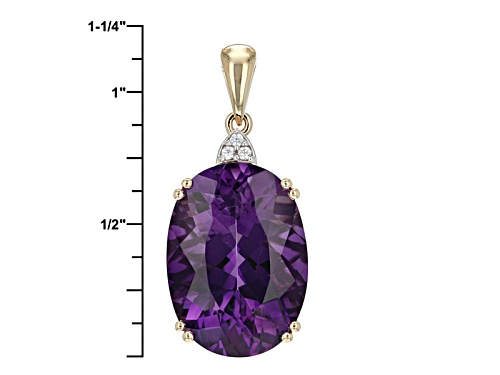 8.90ct Oval Uruguyan Amethyst And 0.02ctw Round White Zircon 14k Yellow Gold Pendant With Chain