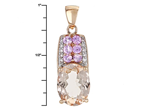 2.28ct Cor-De-Rosa Morganite™, White Zircon And Pink Sapphire 14k Rose Gold Pendant W/Chain Web