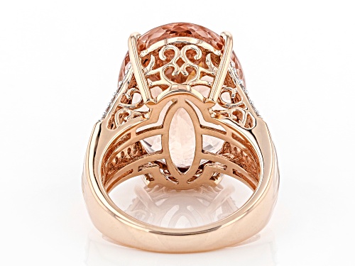 15.20ct Oval Cor-De-Rosa Morganite With 0.34ctw Round White Diamond 10k Rose Gold Ring - Size 7