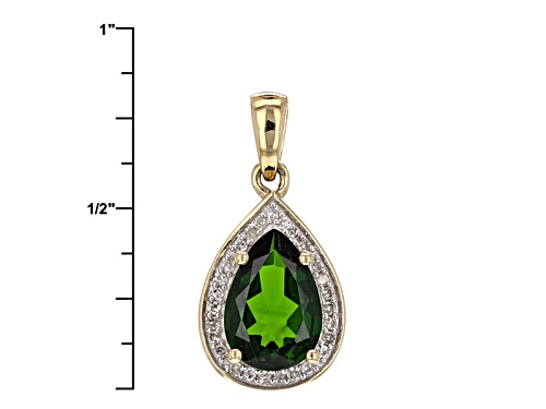 1.85ct Chrome Diopside With .10ctw White Diamonds 14k Yellow Gold Pendant With Chain