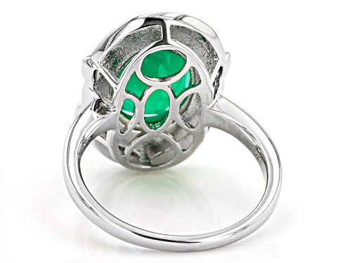 11x9mm Green Onyx With Black Enamel Rhodium Over Sterling Silver Ring - Size 8