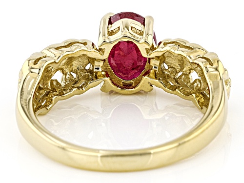 1.45ct Oval Mahaleo® Ruby 18k Yellow Gold Over Sterling Silver Solitaire Ring - Size 9
