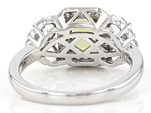 0.94ct Manchurian Peridot(TM) With 0.46ctw White Topaz And 0.16ctw Zircon Rhodium Over Silver Ring - Size 8