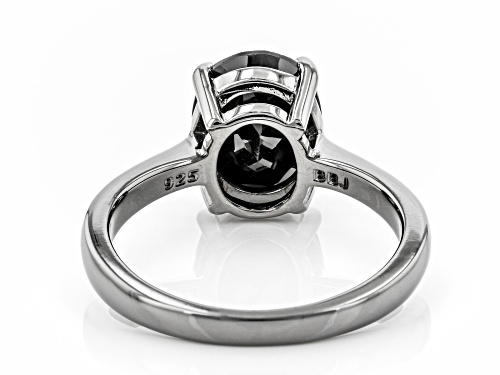 2.55ct Oval Black Spinel, Black Rhodium Over Sterling Silver Solitaire Ring - Size 8