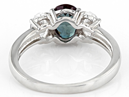 1.27ct Oval Lab Alexandrite With 0.85ctw Lab White Sapphire Rhodium Over Sterling Silver Ring - Size 9