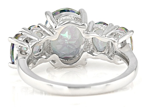 3.59ctw Oval Multi-Color Quartz Rhodium Over Sterling Silver 5-Stone Ring - Size 7