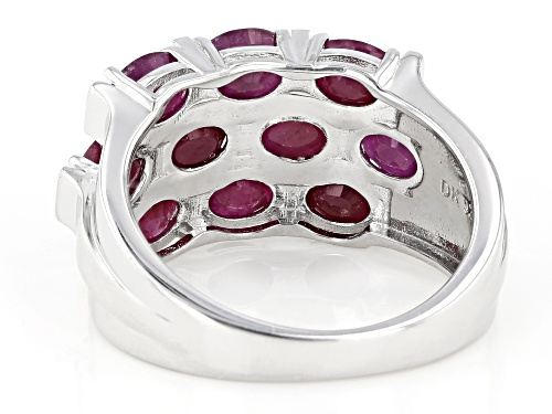 3.83ctw Oval Mahaleo® Ruby Rhodium Over Sterling Silver Ring - Size 8