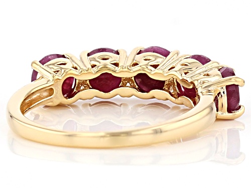 2.64ctw Round Indian Ruby 18k Yellow Gold Over Sterling Silver Band Ring - Size 7
