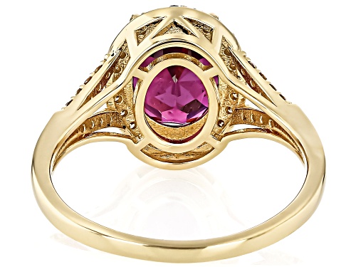 2.68ct Grape Color Garnet With 0.27ctw Champagne Diamond 14k Yellow Gold Ring - Size 7