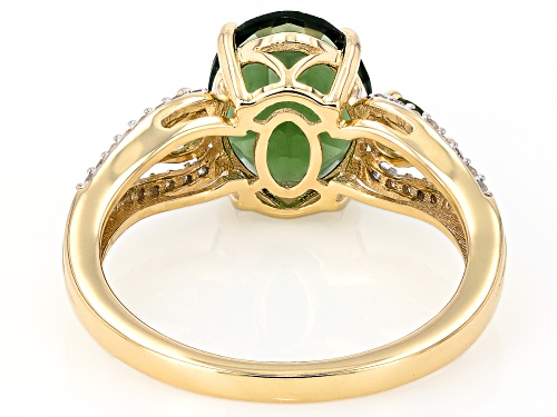 1.90ctw Moldavite With 0.14ctw White Diamond 10k Yellow Gold Ring - Size 9