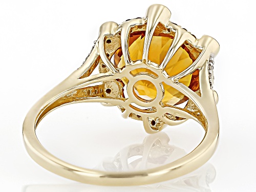 3.10ct Madeira Citrine With 0.09ctw White And 0.09ctw Yellow Diamond 10k Yellow Gold Ring - Size 7