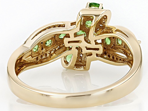 0.89ctw Tsavorite With 0.12ctw White Diamond 10k Yellow Gold Ring - Size 6