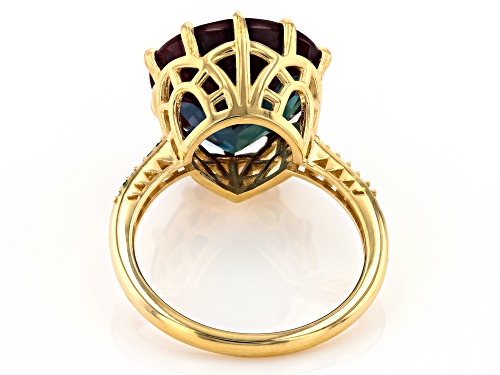 9.35ct Lab Created Alexandrite And 0.05ctw Green Diamond 10k Yellow Gold Ring - Size 10