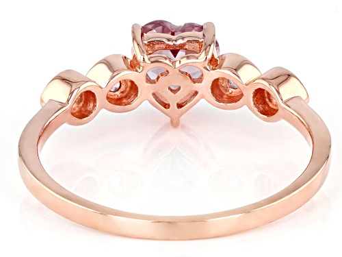0.92ctw Pink Color Shift Garnet 10k Rose Gold Heart Ring - Size 6
