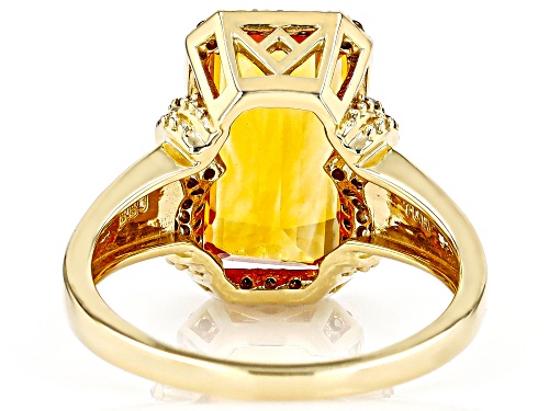 4.00ctw Golden Citrine and 0.30ctw Champagne Diamond 10k Yellow Gold Ring - Size 5