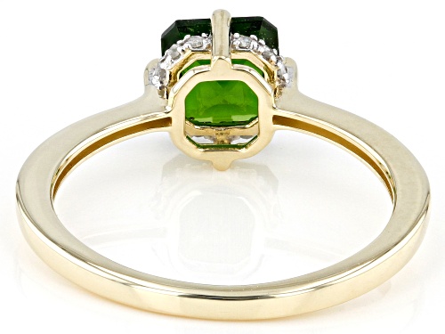 1.00ct Asscher Cut Chrome Diopside with 0.03ctw White Diamonds 10k Yellow Gold Ring - Size 9