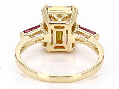 2.51ct Northern Lights(TM) Quartz With 0.26ctw Rhodolite 10k Yellow Gold Ring - Size 9