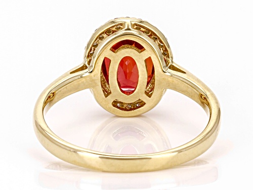 2.25ct Lab Created Padparadscha Sapphire With 0.11ctw White Diamond 10k Yellow Gold Ring - Size 6