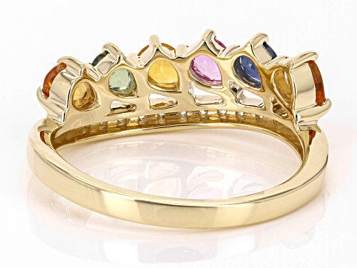 1.02ctw Multi-color Sapphire With 0.11ctw White Zircon 10k Yellow Gold Ring - Size 7