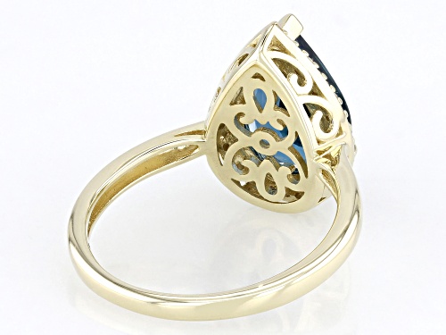 3.09ct London Blue Topaz With 0.11ctw White Diamond 10k Yellow Gold Ring - Size 7