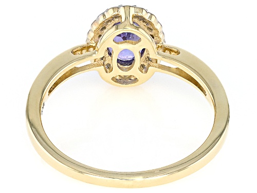 0.71ct Tanzanite With 0.10ctw White Diamond 10k Yellow Gold Ring - Size 6