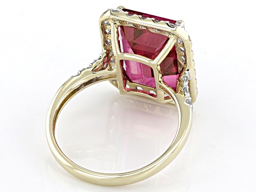 7.52ct Peony Color Topaz With 0.76ctw White Topaz 10k Yellow Gold Ring - Size 10
