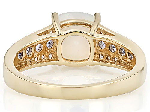 1.12ctw Ethiopian Opal With 0.34ctw Tanzanite With 0.08ctw White Zircon 10k Yellow Gold Ring - Size 8