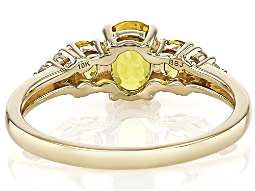 1.24ctw Yellow Sapphire With 0.08ctw White Diamond 10k Yellow Gold Ring - Size 8.5