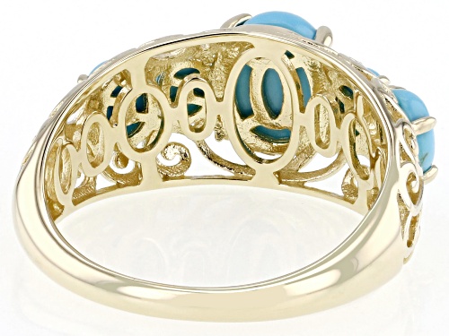 4x3mm, 5x4mm, 8x6mm Sleeping Beauty Turquoise 10k Yellow Gold Ring - Size 7