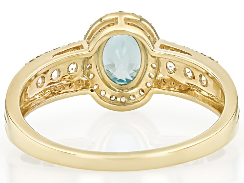 1.10ct Blue Zircon With 0.54ctw White Zircon 10k Yellow Gold Ring - Size 6