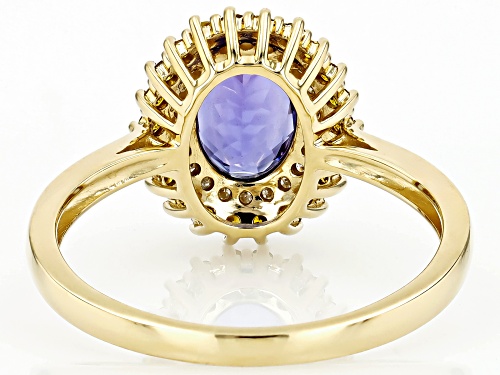 1.11ct Tanzanite With 0.21ctw Yellow Diamond And 0.11ctw White Diamond 10k Yellow Gold Ring - Size 12