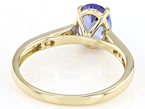 1.12ct Tanzanite With 0.12ctw White Diamond 10k Yellow Gold Ring - Size 9