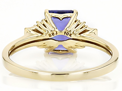 1.57ct Tanzanite With 0.12ctw White Diamond 10k Yellow Gold Ring - Size 10