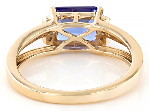 1.35ct Tanzanite With 0.05ctw White Diamond 10k Yellow Gold Ring - Size 7