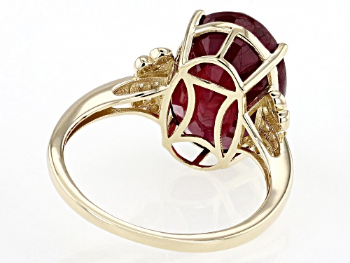 8.08ct Mahaleo® Ruby With 0.03ctw White Diamond 14k Yellow Gold Ring - Size 9