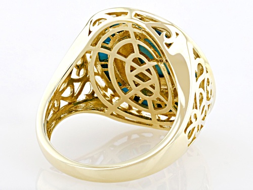 9x7mm & 3x2mm Sleeping Beauty Turquoise 10k Yellow Gold Ring - Size 8.5