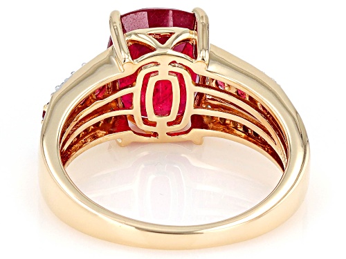 3.56ct Mahaleo® Ruby With 0.17ctw White Diamond 10k Yellow Gold Ring - Size 6