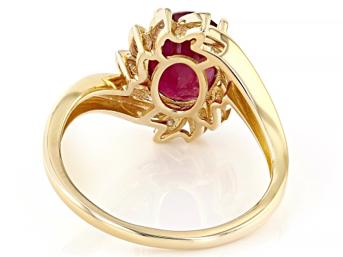 2.35ct Mahaleo® Ruby With 0.05ctw White Diamond 10k Yellow Gold Ring - Size 6