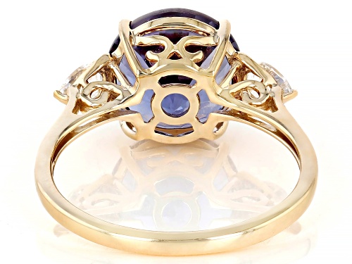 4.43ct Lab Color Change Sapphire With 0.36ctw Lab White Sapphire 10k Yellow Gold Ring - Size 9