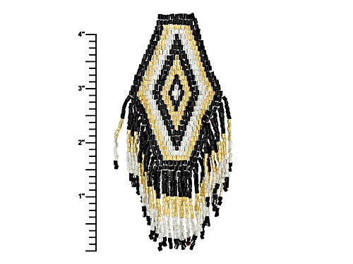Artisan Collection Of Colombia™Yellow,Black & White Glass Seed-Bead 18k Gold Over Bronze Necklace - Size 24