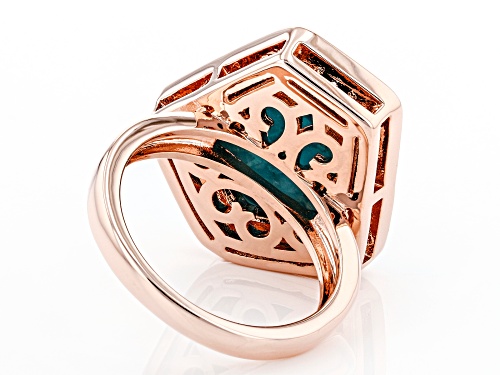 Timna Jewelry Collection™ 16x15.5mm Pentagon Shape Cabochon Turquoise Solitaire, Copper Ring - Size 8